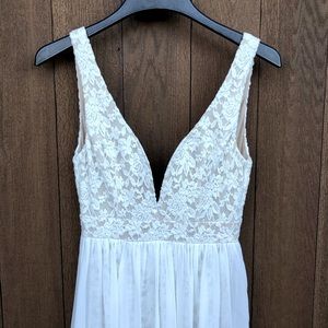 Ark & co long dress gown cream small wedding bridesmaid